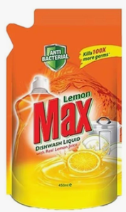 Lemon Max Anti-Bacterial Dishwash Liquid 450ml Pouch