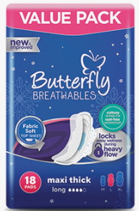 Butterfly Pads Maxi Thick Large 18 Pieces