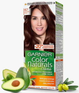 Garnier Color Naturals 4.7 Dark Shiny Brown Hair Color Enriched With 3 Essential Oils