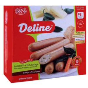 K&N's Jumbo Frank Sausage Jalapeno Pepper and Cheese 10 Pieces